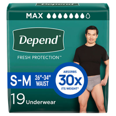 Depend Fresh Protection Maximum Underwear, Size S-M, 19 Count