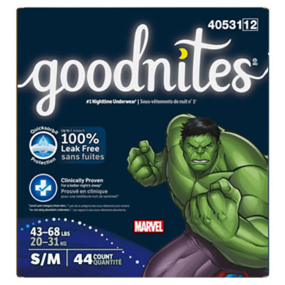Goodnites Boys Nighttime Underwear, Sizes 6-8, S/M, 43-68 lbs, 44 Count Image 14 of 14