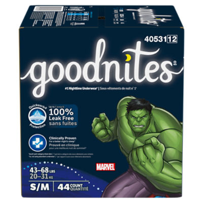 Goodnites Boys Nighttime Underwear, Sizes 6-8, S/M, 43-68 lbs, 44 Count Image 9 of 14