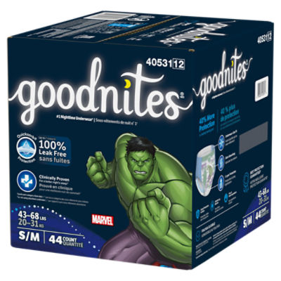 Goodnites Boys Nighttime Underwear, Sizes 6-8, S/M, 43-68 lbs, 44 Count Image 10 of 14
