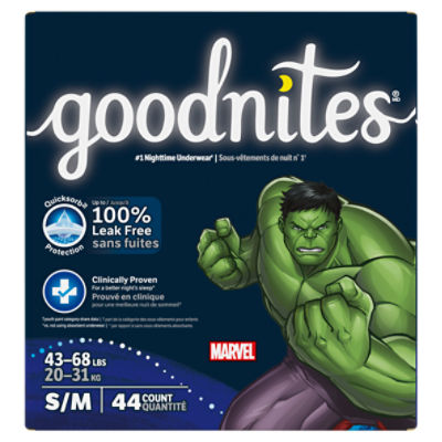 Goodnites Boys Nighttime Underwear, Sizes 6-8, S/M, 43-68 lbs, 44 Count Image 6 of 14