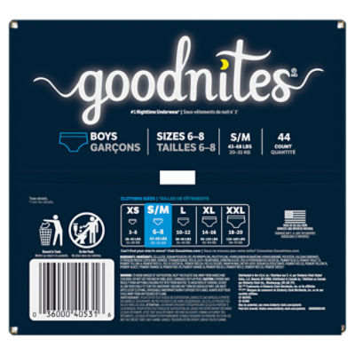Goodnites Boys Nighttime Underwear, Sizes 6-8, S/M, 43-68 lbs, 44 Count Image 12 of 14