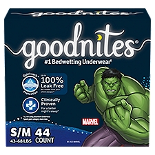 Goodnites Boy's Nighttime Bedwetting Underwear S/M (43-68 lb.), Underwear, 44 Each