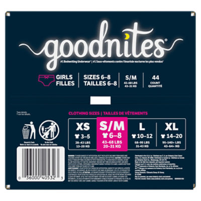 Goodnites Nighttime Bedwetting Underwear, Girls' XL (95-140 lb.), 28 Ct :  : Baby
