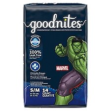 Goodnites Underwear, Boys' Nighttime Bedwetting S/M (43-68 lb.), 14 Each