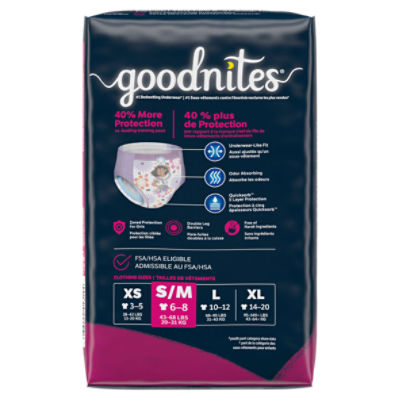 Goodnites Girls' Nighttime Bedwetting Underwear, Size S/M (43-68 lbs), 14  Ct - The Fresh Grocer