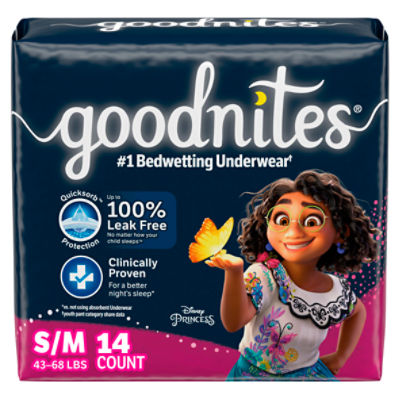 Goodnites Girls' Nighttime Bedwetting Underwear, Size S/M (43-68 lbs), 14  Ct - Fairway