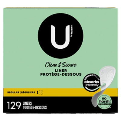 U by Kotex Clean & Secure Panty Liners, Light Absorbency, Regular Length