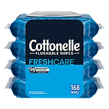 Cottonelle Fresh Care Flushable Wet Wipes Adult Wet Wipes Flip-Top Packs, 168 Each