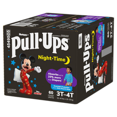 Buy Pull-Ups Boys' Nighttime Potty Training Pants, Training Underwear, 3T-4T  (32-40 lbs), 60 Ct