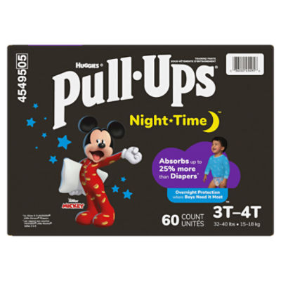 Huggies Pull-Ups Boys Nighttime Potty Training Pants, 3T-4T (32-40lbs), 60  Count