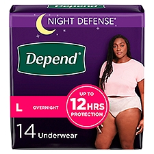 Depend L Night Defense Incontinence Overnight Underwear, 14 Each