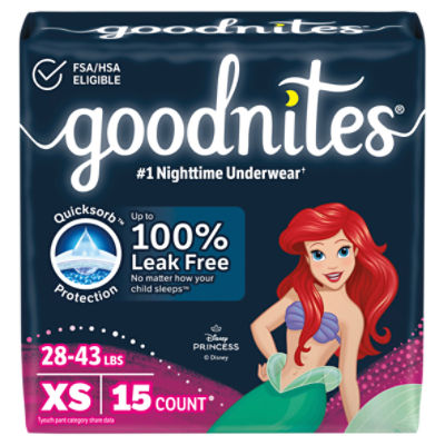 Goodnites Girls' Nighttime Bedwetting Underwear, Size Extra Small