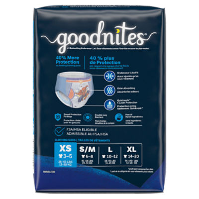 GoodNites Huggies Goodnites Training Pants, Boys Bedwetting NightTime  Underwear, Size S/M, 43-68 lbs, 14 Count : : Baby