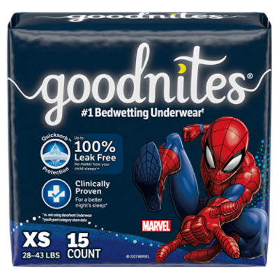 Goodnites Overnight Underwear for Boys XS (28-43 lbs)