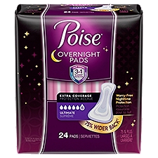 Poise Pads, Overnight Postpartum Incontinence Ultimate Absorbency, 24 Each