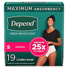 Depend Fresh Protection Adult Incontinence Underwear Maximum, Small Blush Underwear, 19 Each