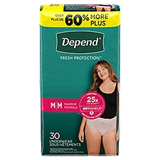 Depend Underwear Maximum M, 30 Each