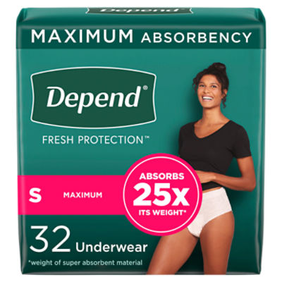 Depend Fresh Protection Adult Incontinence Underwear Maximum, Small Blush Underwear, 32 Each