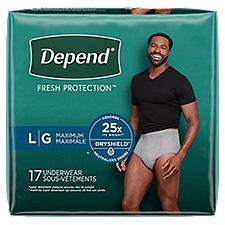 Depend L FIT-FLEX Incontinence Underwear for Men - Gray, 17 Each