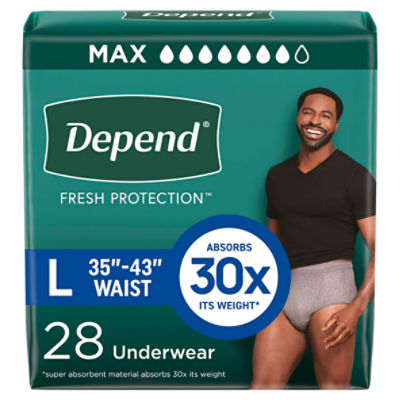 Depend Fresh Protection Maximum Underwear, Size L, 28 Count, 28 Each