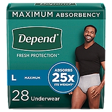 Depend Fresh Protection Adult Incontinence Underwear Maximum, Large Grey Underwear, 28 Each