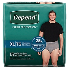 Depend Fit-Flex XL Gray Incontinence Underwear for Men, 15 Each