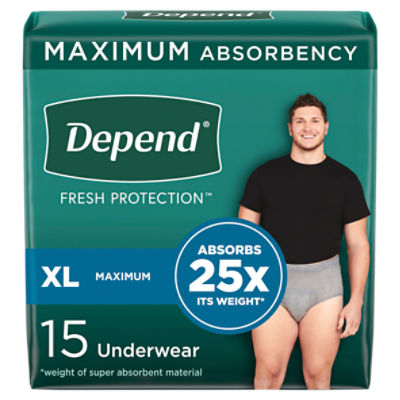 Depend Fresh Protection Adult Incontinence Underwear Maximum Absorbency XL Grey Underwear 15 Ct