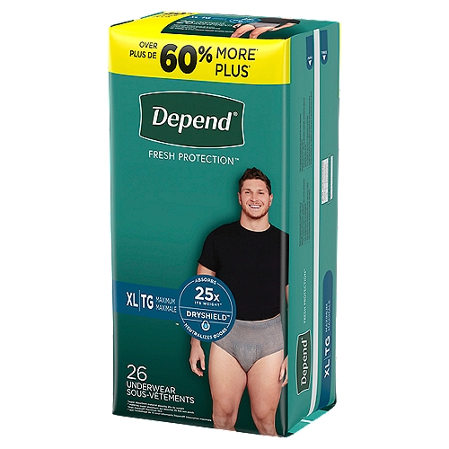 Depend Fresh Protection Adult Incontinence Underwear for Men (Formerly  Depend Fit-Flex), Disposable, Maximum, Extra-Large, Grey, 36 Count