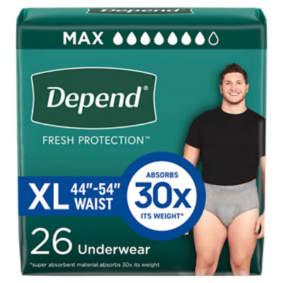 Depend Fresh Protection Maximum Underwear, Size XL, 26 Count