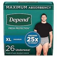 Depend Fresh Protection Adult Incontinence Underwear Maximum, Extra-Large Grey Underwear, 26 Each