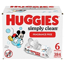 Huggies Simply Clean Unscented Baby Wipes, 384 Each
