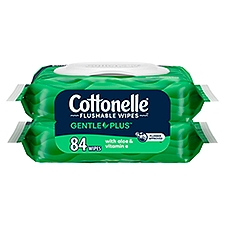 Cottonelle GentlePlus Flushable Wipes, 42 count, 2 pack