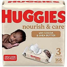Huggies Nourish & Care Wipes, 3 Flip-Top Pk, 168 C, 168 Each