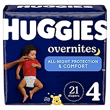 Huggies Overnites Nighttime Baby Diapers Size 4 (22-37 lbs), 21 Each