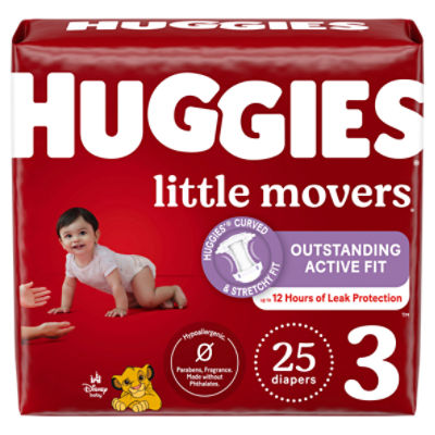 Huggies Little Movers Baby Diapers, Size 3 (16-28 lbs) - Fairway