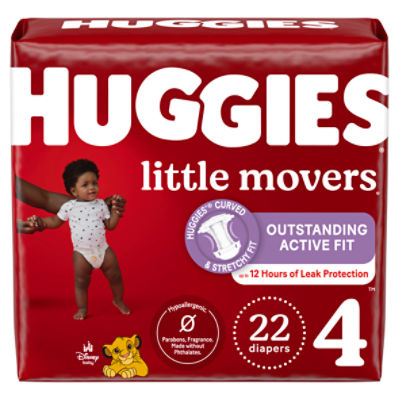 Huggies Little Movers Baby Diapers Size 4 (22-37 lbs), 22 Each