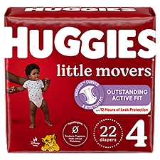 Huggies Little Movers Baby Diapers, Size 4 (22-37 lbs), 22 Each