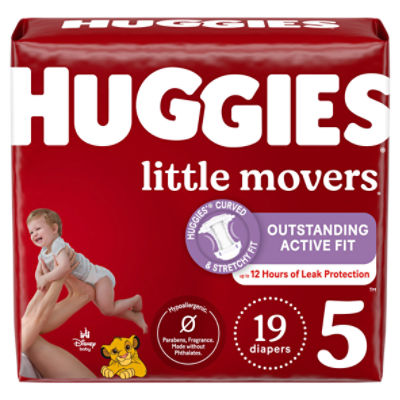 Huggies Little Movers Baby Diapers Size 5 (27+ lbs), 19 Each