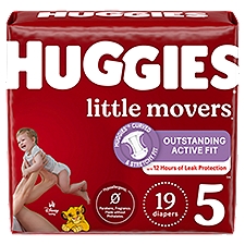Huggies Little Movers Baby Diapers, Size 5 (27+ lbs), 19 Each