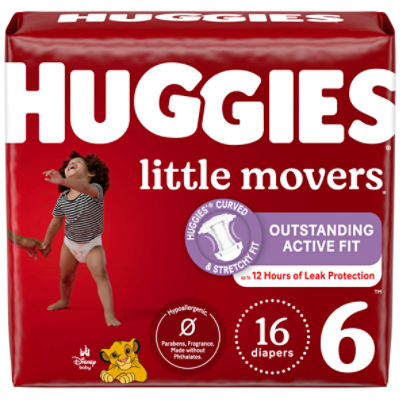 Huggies Little Movers Baby Diapers Size 6 (35+ lbs)