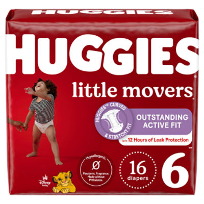 Huggies Little Movers Baby Diapers Size 6 (35+ lbs), 16 Each