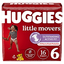 Huggies Little Movers Diapers, Baby Size 6, 16 Each