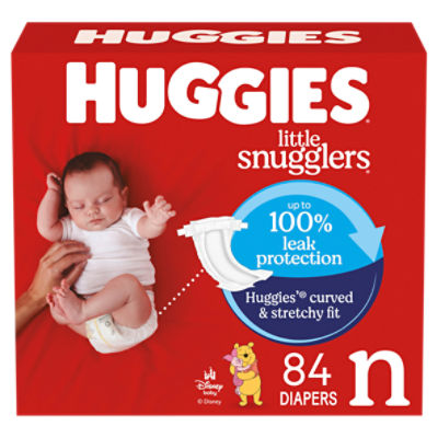 Huggies Little Snugglers Gentle Skin Protection Diapers, Size N, Up to 10 lb, 84 count