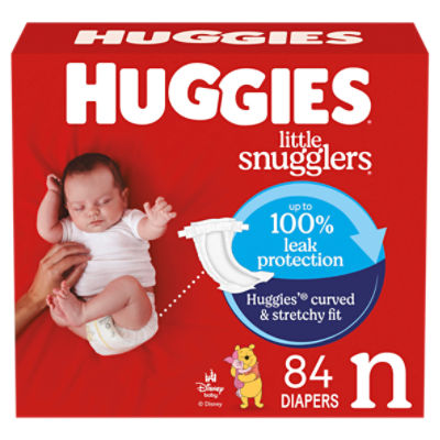 Huggies Little Snugglers Disney Baby Diapers, Size n, Up to 10 lb, 84 Count, 84 Each