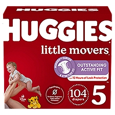 Huggies Little Movers Baby Diapers, Size 5 (27+ lbs), 104 Each