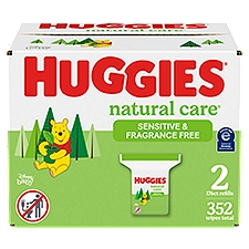 Huggies Natural Care Sensitive & Fragrance Free Wipes, 2 pack, 352 count