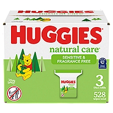 Huggies Natural Care Sensitive & Fragrance Free Wipes, 3 pack, 528 count