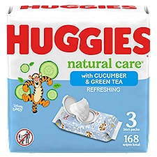 HUGGIES Natural Care Refreshing Baby Wipes, 3 pack, 168 count