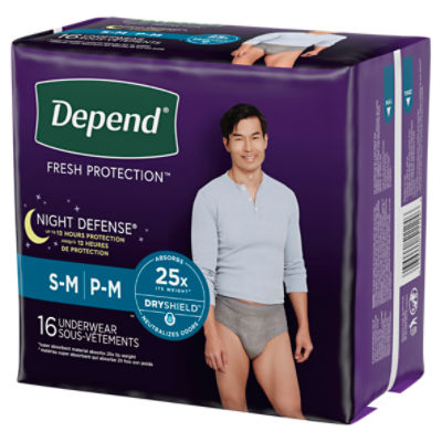 Depend Night Defense Adult Incontinence Underwear Overnight, Small/Medium  Grey Underwear - ShopRite